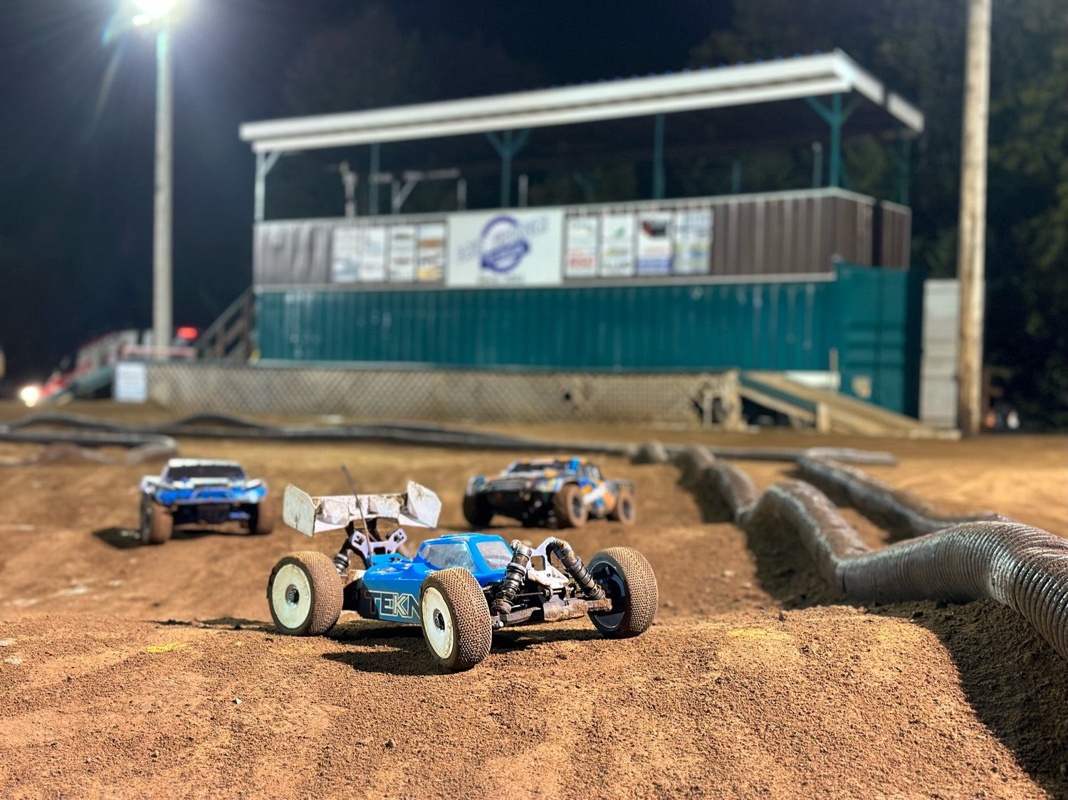 Yeti RC cars on an off-road dirt track